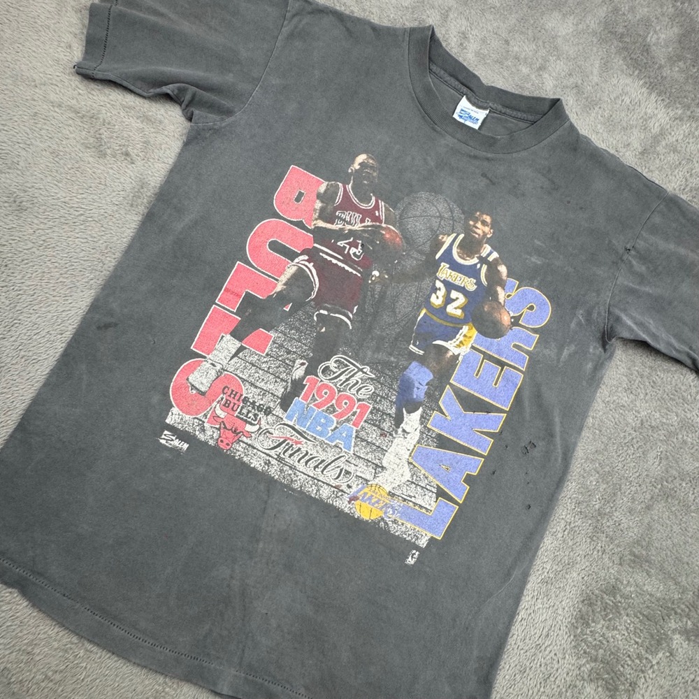 Salem 1991 NBA Finals T-Shirt Mens L Black Fair Vintage Single Stitch Fade 4026